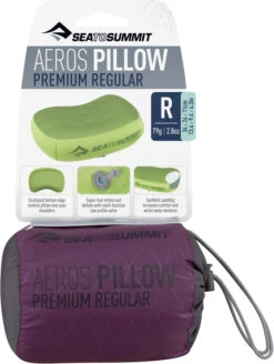 Sea To Summit Aeros Premium Inflatable Camping Pillow -Outdoor Essentials Shop APILPREMRMG AerosPremiumPillow Regular Magenta Packaging 01