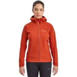 Montane Minimus Lite Women's Waterproof Jacket -Outdoor Essentials Shop FMILJSAF FEMMINIMUSLITEJACKET SAFFRONRED 1copy 1