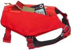 Ruffwear Switchbak Padded Dog Harness + Pockets -Outdoor Essentials Shop WebJPG 3035 Switchbak Harness Red Sumac Side Open Studio