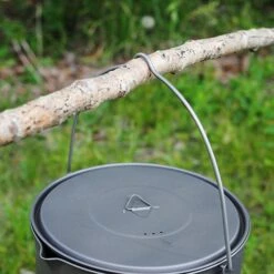 Titanium Pot + Bail Handle Ultralight Cookware -Outdoor Essentials Shop pajb312a
