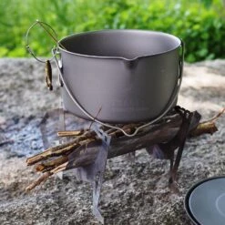 Titanium Pot + Bail Handle Ultralight Cookware -Outdoor Essentials Shop pajb313