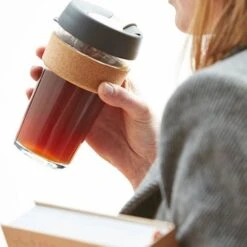 Brew Cork Glass 454ml Reusable Tea/Coffee Cup -Outdoor Essentials Shop t49354