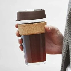 Brew Cork Glass 454ml Reusable Tea/Coffee Cup -Outdoor Essentials Shop t49355