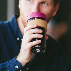 Brew Cork Glass 454ml Reusable Tea/Coffee Cup -Outdoor Essentials Shop t49356